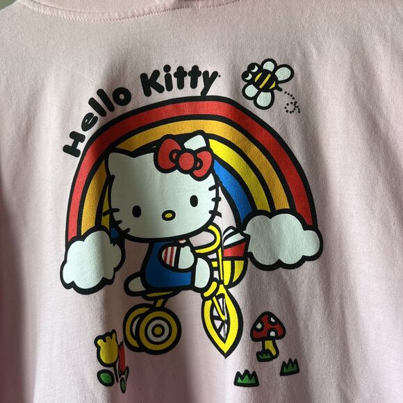 Hello Kitty Hoodie Womens Large Rainbow Graphic Pullover Sweatshirt Sanrio Cat - Picture 5 of 14